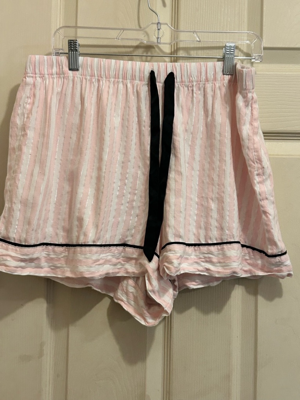 Victoria's Secret Pink Striped Lounge Shorts with Black Trim-Size XL
